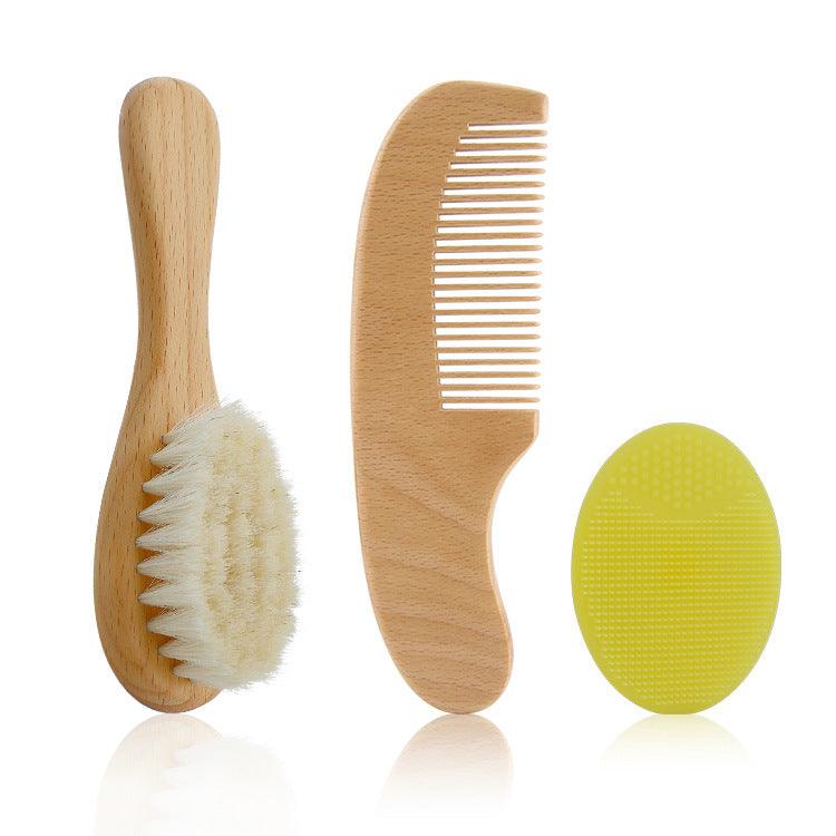 Baby Wool Brush Set, Baby Shower, Scrubbing Brush, Shower Comb - Nioor