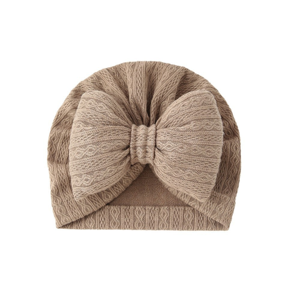 Baby Knitted Cotton Filling Big Bow Baby Sleeve Cap Boat Hat Children Tam-o'-shanter