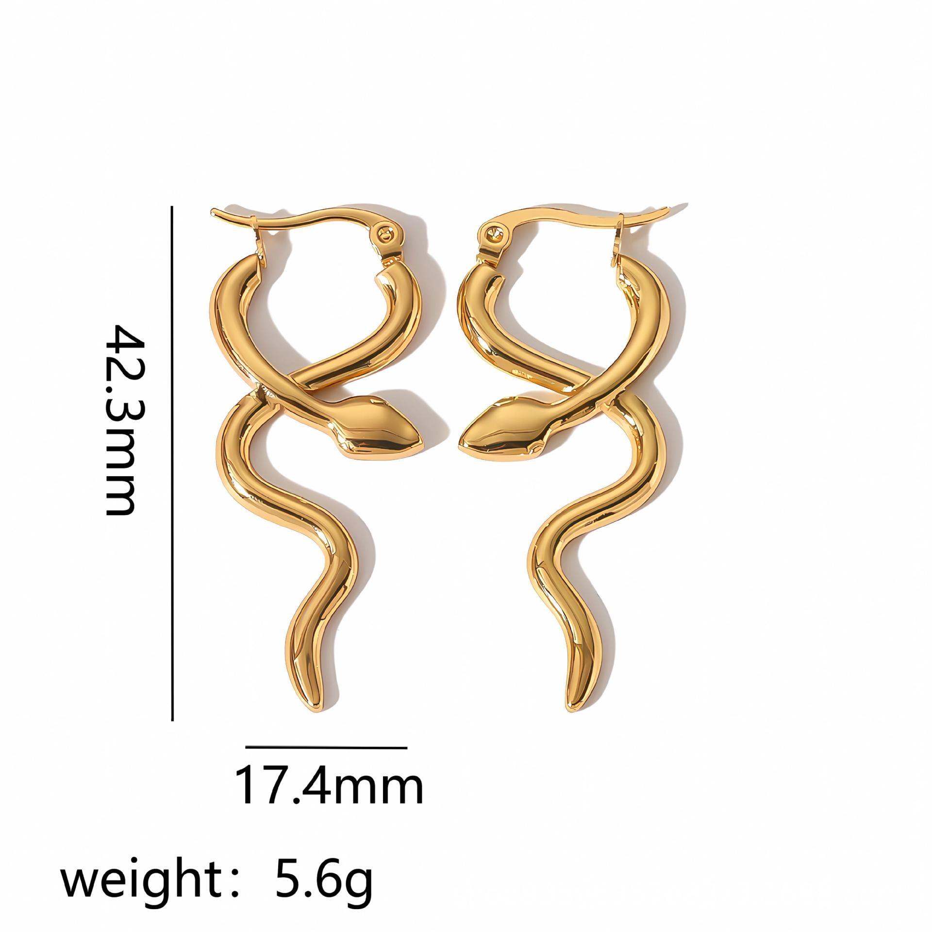 Serpentine Titanium Steel Ear Clip 18K Gold-plated Stainless Steel - Nioor