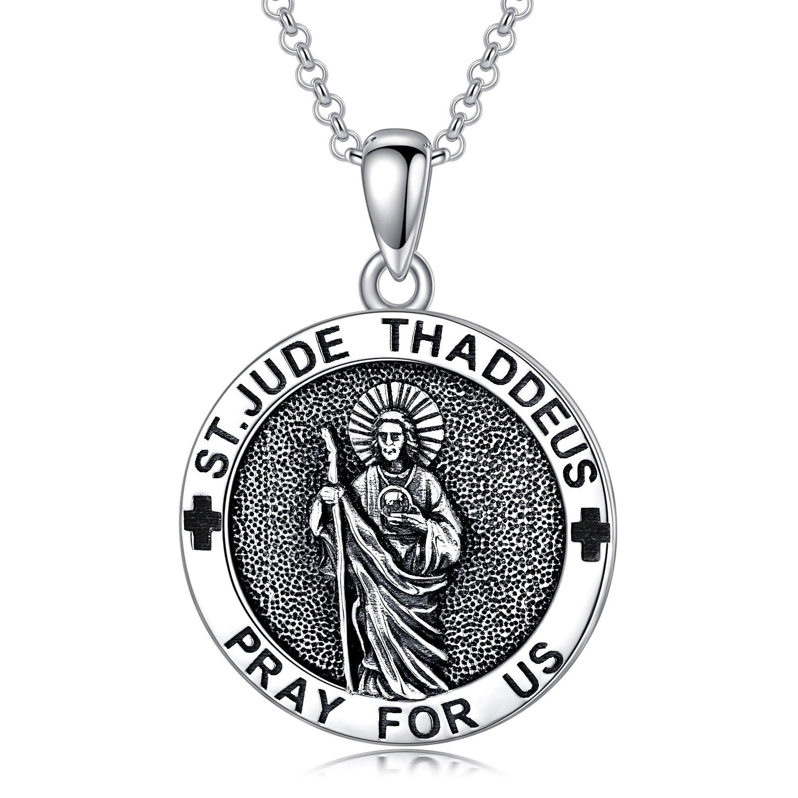 925 Sterling Silver Saint Jude Pendant Necklace - Nioor