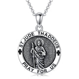 925 Sterling Silver Saint Jude Pendant Necklace - Nioor