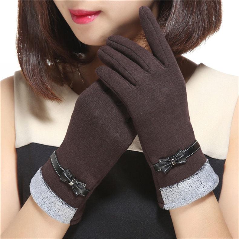 Women's Fashion Leisure Warm Bow Gloves - Nioor