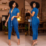 Washed Fashionable Sleeveless One-piece Denim Trousers - Nioor