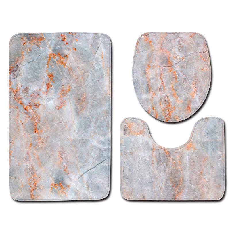 Marble Toilet Three-Piece Floor Mat Door Mat Bathroom Carpet - Nioor