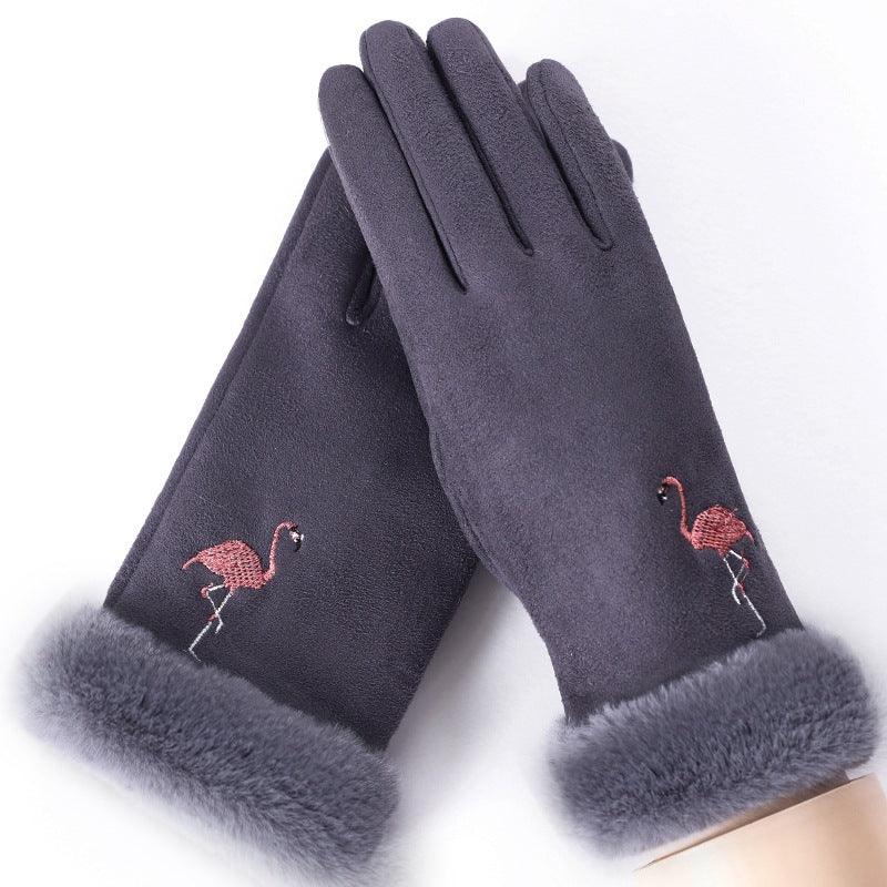 Thermal Gloves N915 Women's Winter Suede Double-layer Velvet Thickened - Nioor