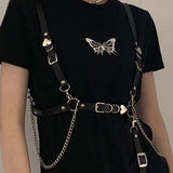 Punk Darkwind Women's Belt Leather Functional Chain Love Belt Sexy Uniform Suspenders Harness Accessories - Nioor