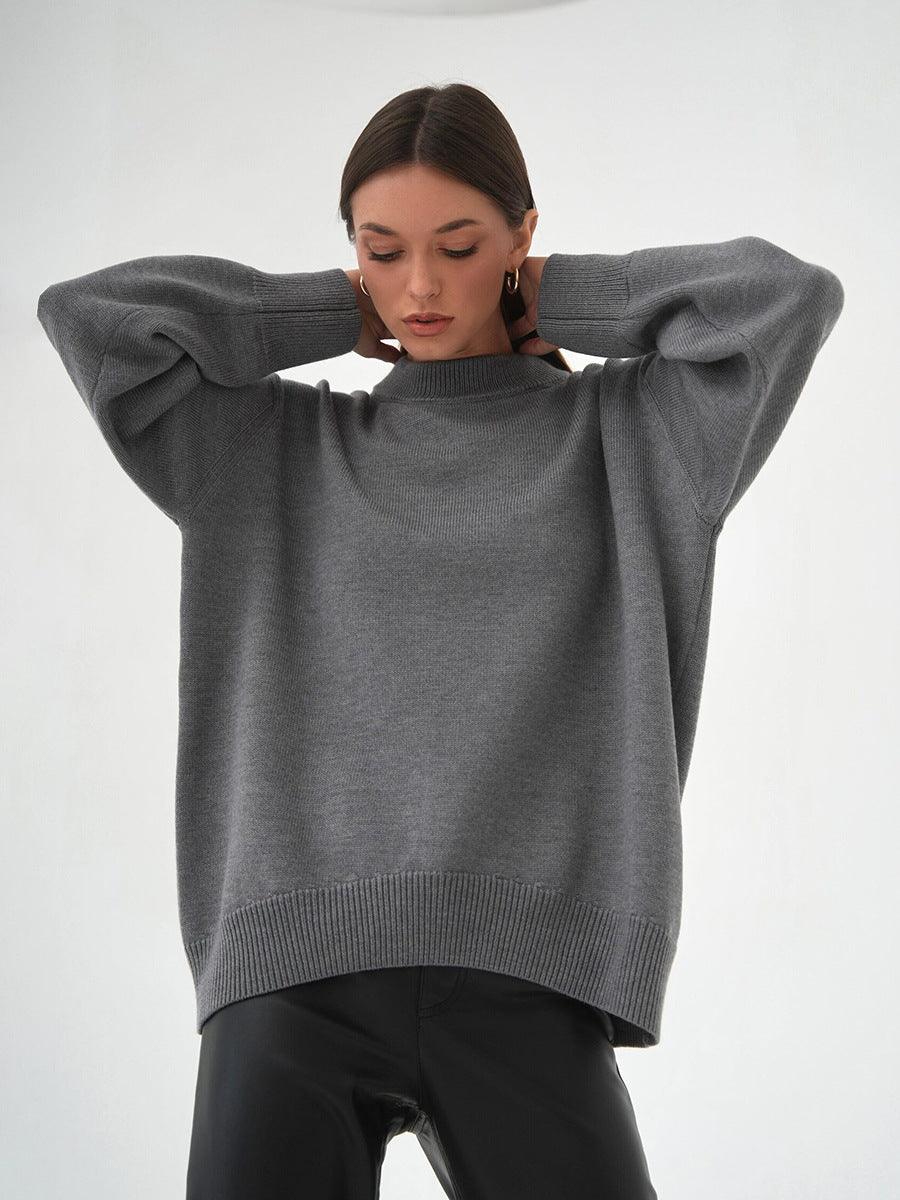 Temperament Commute Versatile Casual Round Neck Knitted Sweater - Nioor