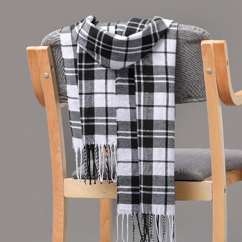 British Plaid Imitation Cashmere Tassels Couple Parent-child Men's Scarf - Nioor