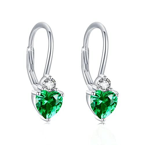 925 Sterling Silver Hypoallergenic Heart Zirconia Earrings Birthstone Jewelry for Women - Nioor