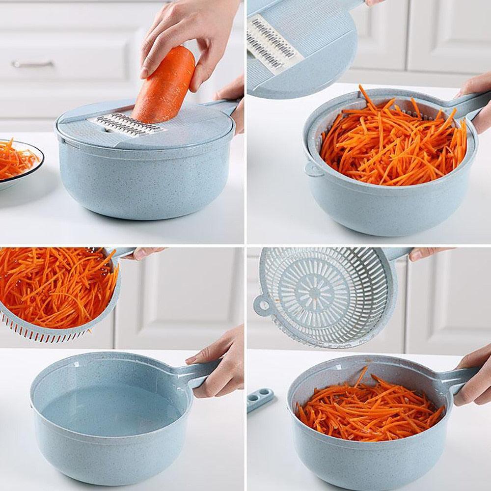 8 In 1 Mandoline Slicer Vegetable Slicer Potato Peeler Carrot Onion Grater With Strainer Vegetable Cutter Kitchen Accessories - Nioor