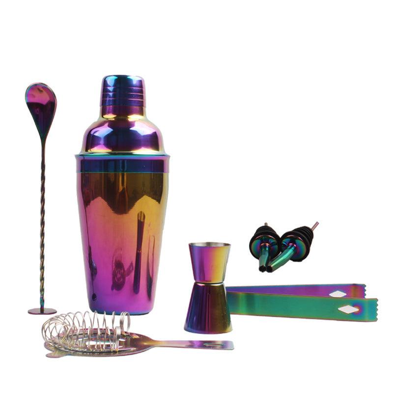 8-Piece Stainless Steel Cocktail Shaker Set, Electroplating Colorful Shaker - Nioor