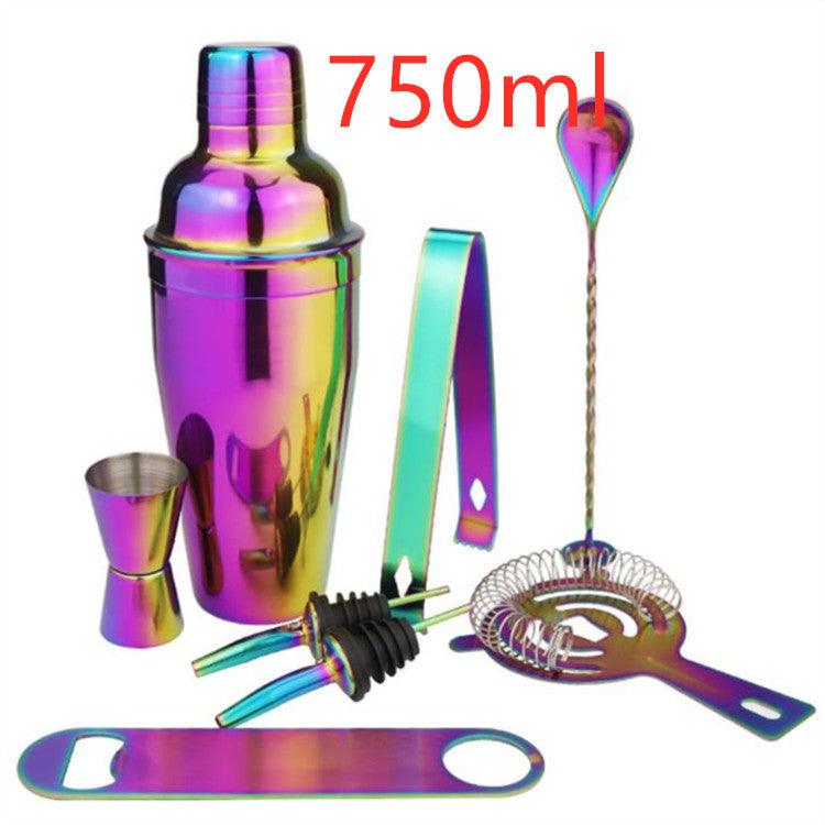 8-Piece Stainless Steel Cocktail Shaker Set, Electroplating Colorful Shaker - Nioor