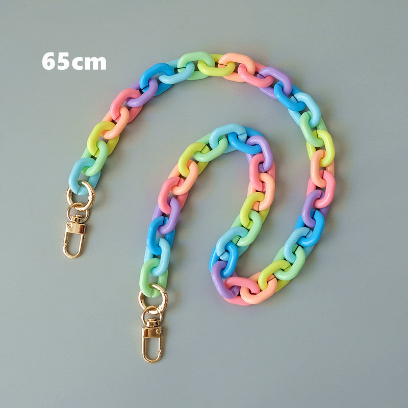 Fashion Candy Color Mobile Phone Charm Colorful Mixed Resin Chain Acrylic Chain Shoulder Crossbody