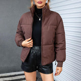 Fashion Ins Style Bread Coat Women's Solid Color Stand Collar Loose Warm Down Jacket Winter Slim Casual Short Coat - Nioor