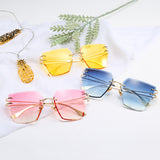 Frameless Square Cut Sunglasses Women Color New Fashion