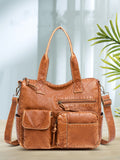 Stylish Retro Minimalism Handbag Women's Casual And Lightweight Washed Leather All-match Shoulder Bag