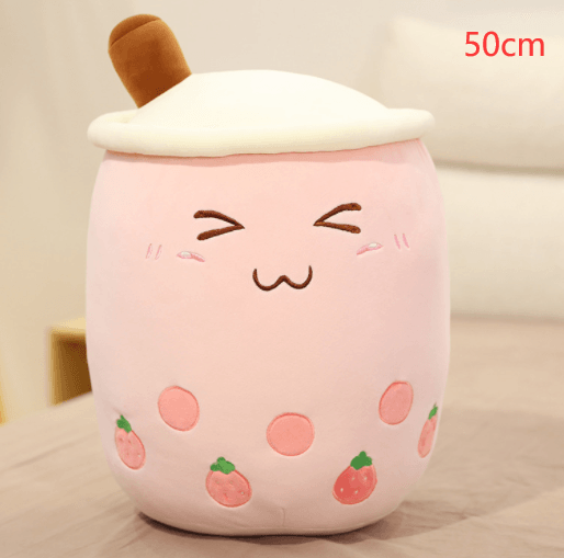 Cute Fruit Drink Plush Stuffed Soft Strawberry Milk Tea Plush Boba Tea Cup Toy Bubble Tea Pillow Cushion Kids Gift - Nioor