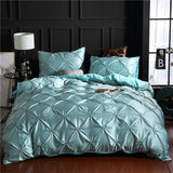 European style washed silk three-piece solid color bed sheet duvet cover - Nioor