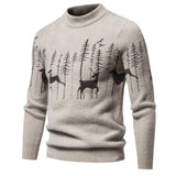 Christmas Sweater Men's Warm Deer Printed Round Neck Sweater - Nioor