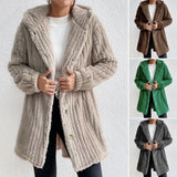 Women's Fashion Rabbit Plush Hooded Cardigan Coat - Nioor