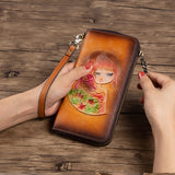 RFID Anti-theft Swiping Women's Handmade First Layer Cowhide Wallet