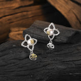 Bee Flower Temperament 925 Silver Pearl Earrings - Nioor