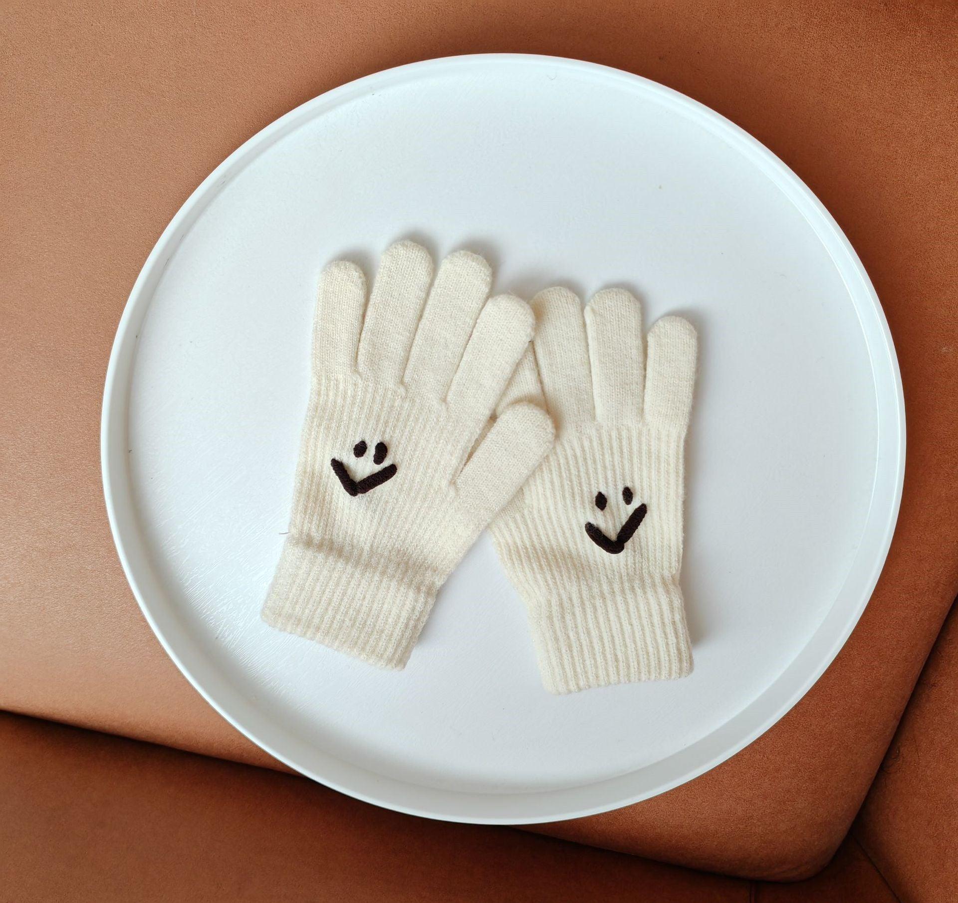 Magnetic Gloves Five Finger Cute Thickening Wool Cycling Thermal Knitting Gloves Autumn And Winter - Nioor