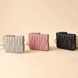 Fashionable Sheepskin Short Wallet Thin Grid