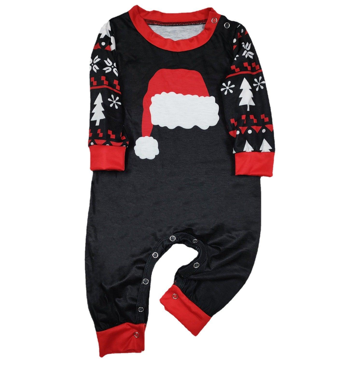 New Autumn And Winter Pajamas Set Home Wear Christmas Hat Printed Parent-child Suit - Nioor