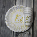 Muslim Eid Tableware Bronzing Disposable Paper Plate Paper Cup Decoration