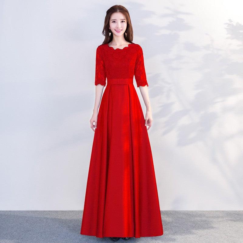 The End Elegant Long Sleeve Thin Company Annual Meeting Black Dress Dress Long Section - Nioor