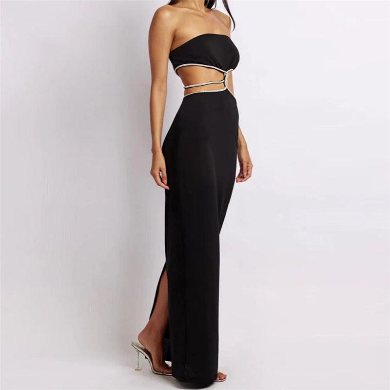 Women's Fashion Hollowed-out Slim Fit Slit Dress - Nioor