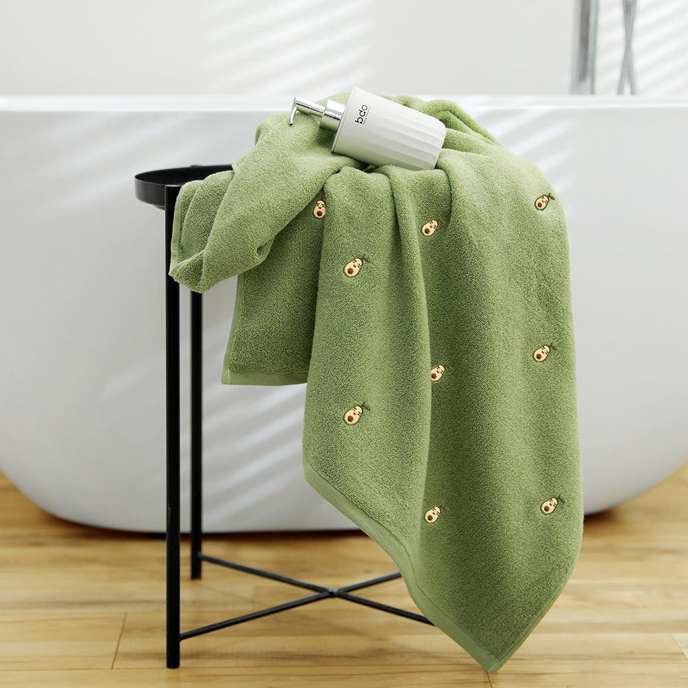 Full Embroidery Avocado Cotton Bath Towel - Nioor