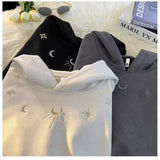 Leather Men's Embroidered Hoodie Trendy High Street Men's Fashion Versatile Top - Nioor