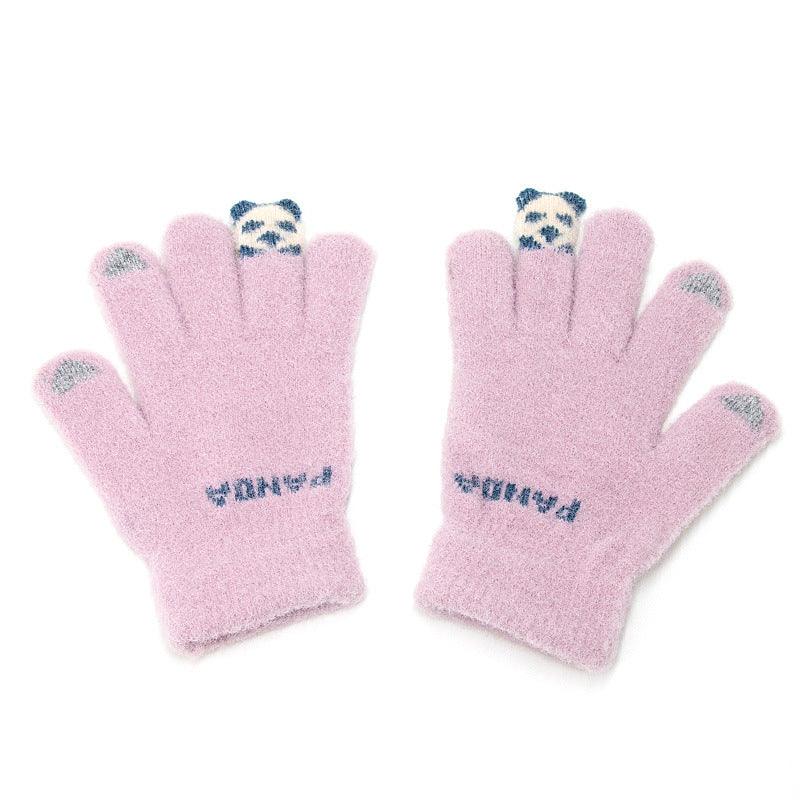 Plush Knitted Gloves With Fingertips For Women - Nioor