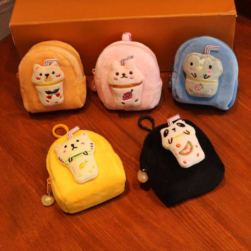 Creative Juice Milk Tea Small Animal Doll Solid Color Zero Wallet