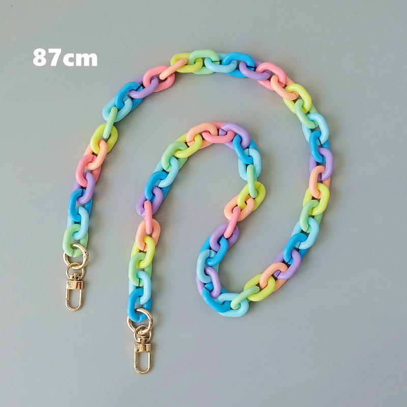 Fashion Candy Color Mobile Phone Charm Colorful Mixed Resin Chain Acrylic Chain Shoulder Crossbody