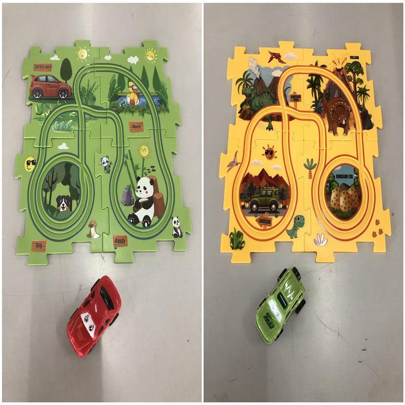 Children Puzzle Electric Railroad Speeder DIY Assembly Electric Car Automatic Rail City Scene Construction Education Toy Gift - Nioor