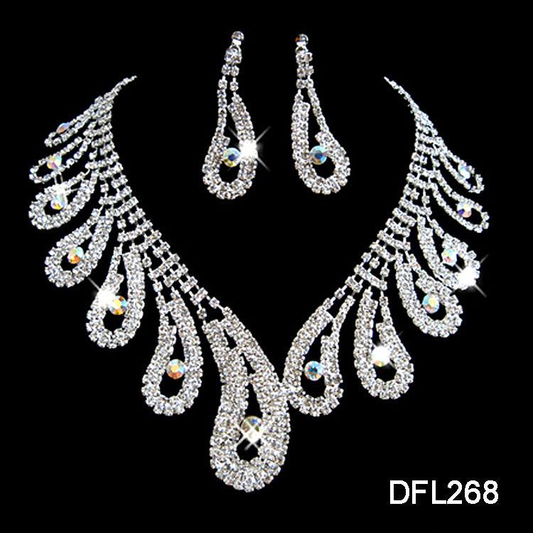 The New All-match Bride Bride Wedding Accessories Wholesale Diamond Suit Set Big Chain Necklace Set Wholesale - Nioor