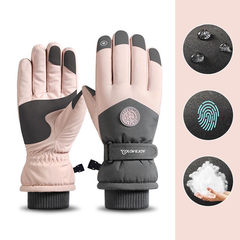 Snowflake Cartoon Print Gloves Winter Touchscreen Waterproof Windproof Warm Gloves For Cycling Fishing Skiing - Nioor