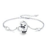 925 Sterling Silver Heart Charm Raccoon Bracelet Animal Jewelry Gifts For Women Girls Teen - Nioor