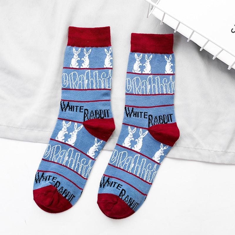 Socks Trendy Tube White Rabbit High-top Cotton Socks - Nioor