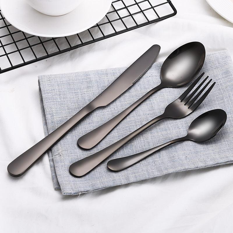 High Grade Tableware Set Black Gold Plated Stainless Steel Knife And Fork - Nioor