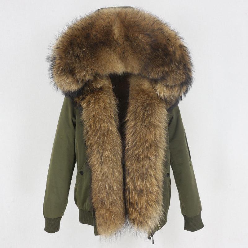 Parka Thick Raccoon Fur Liner Jacket Fur - Nioor