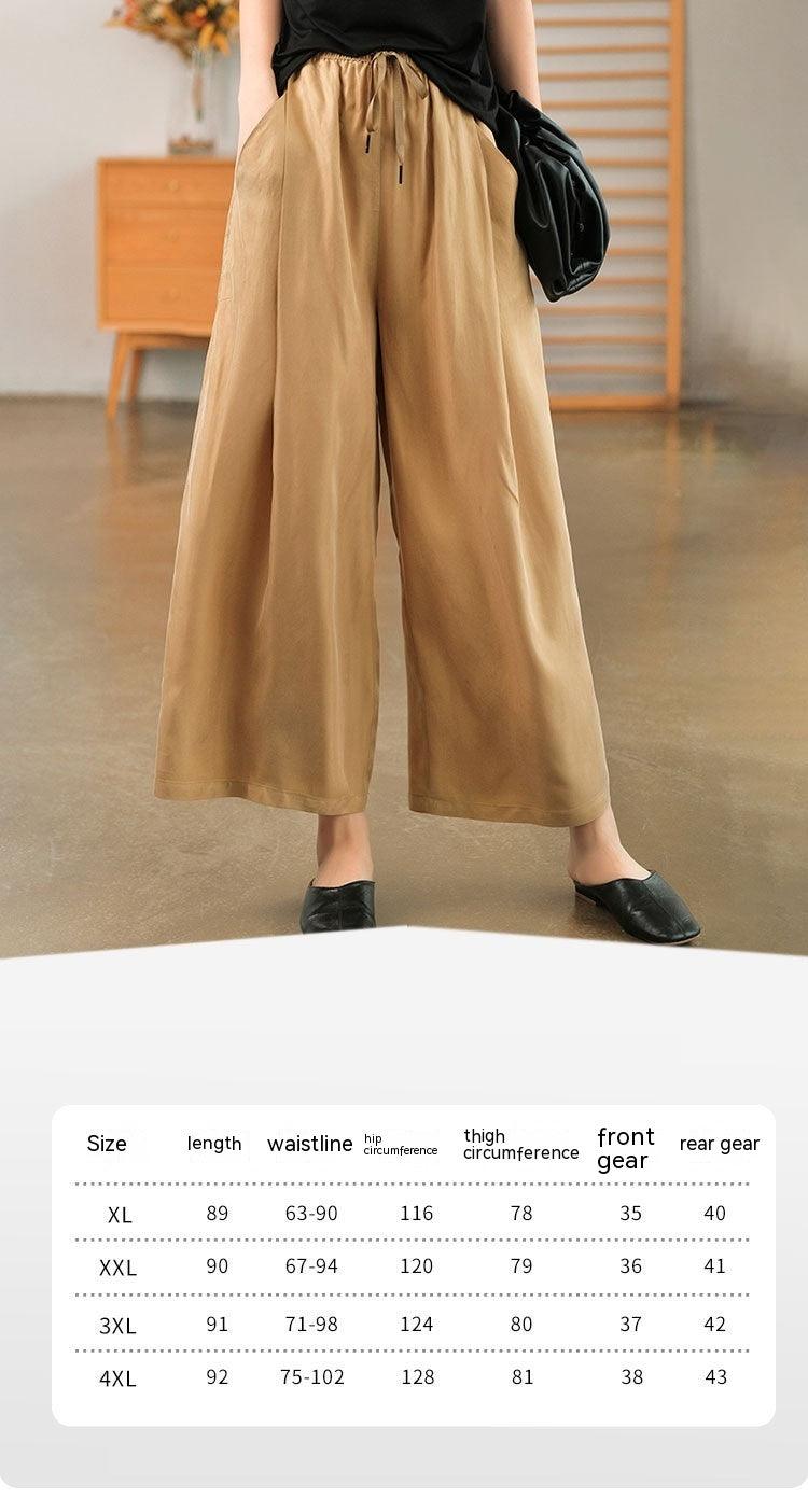 Cuprammonuium Summer New Ice Refreshing Tied Elastic Waist Loose Elegant Casual Pants - Nioor