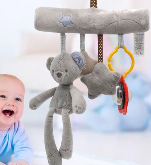 Infant Toddler Rattles Toys for Baby Stroller Crib Soft Rabbit Bear Style Pram Hanging Toys Plush Appease Doll Bed Accessories - Nioor