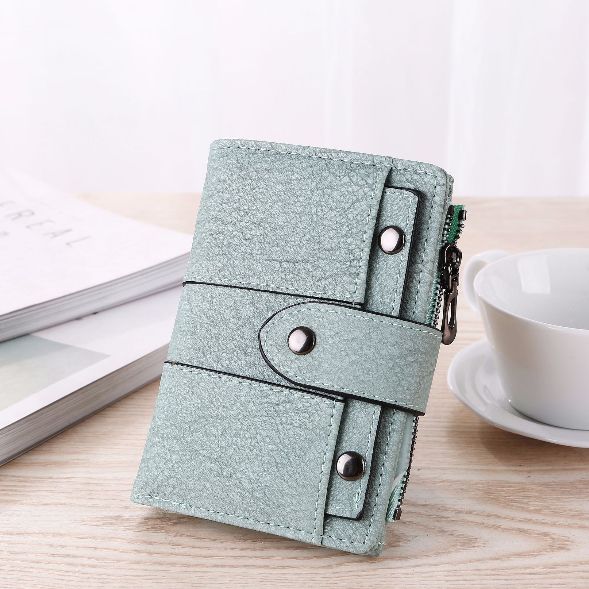 Women's Short Retro Frosted Three-fold Wallet