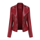 Women's Leather Jacket Slim Thin Small Coat - Nioor