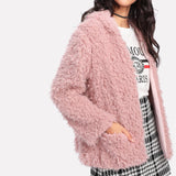 Women's Lamb Wool Hooded Plush Coat - Nioor