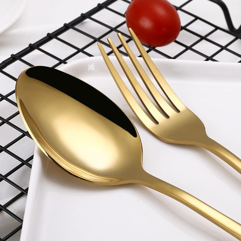 High Grade Tableware Set Black Gold Plated Stainless Steel Knife And Fork - Nioor